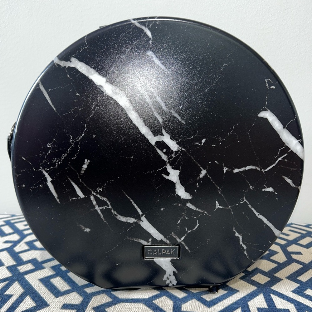 Calpak Round Black Marble Hat Bag